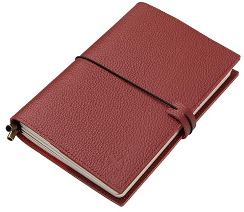 WANDERINGS A5 Travelers Notebook mit Fächern – Echtes Leder Journal, 6 x8,5/15 x 22cm Nachfüllbares Reisetagebuch, um Alle Abenteuer des Lebens Festzuhalten, 120 GSM Blanko Einlagen