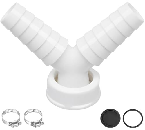 Adaptador de desagüe de lavadora de 1 pulgada para manguera en Y, conector doble para lavadora con 2 abrazaderas, conector de lavadora reduce el reflujo para un drenaje eficiente