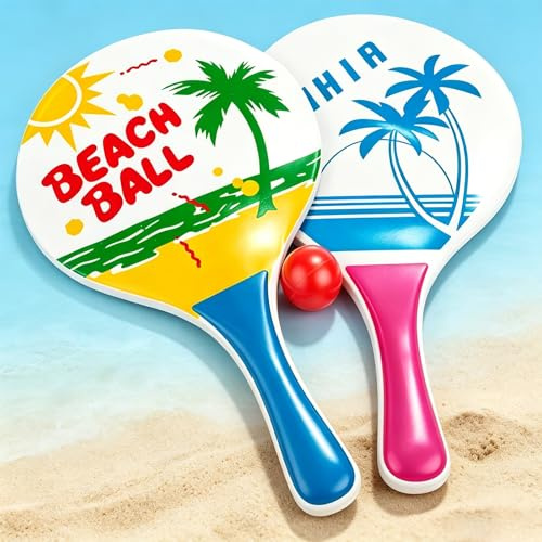 Moxychrony Bat and Ball Set, Outdoor Beach Play Set, Beach Bat and Ball | Outdoor Sports Equipment for Family Games in Parks and Gardens, Complete Play for Skill Development and Coordination Training