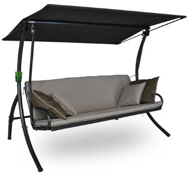 Angerer Freizeitmöbel GmbH Hollywoodschaukel Elegance Style - Gartenschaukel Made in Germany - Schaukel zum Sitzen, Liegen und Entspannen - inklusive Bett-Funktion - einfache Montage (Beige)