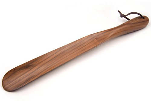 Bamber Wooden Shoe Horn Wood Shoehorn with Handle for Seniors Women Men Kids, 15'' Long, Black Walnut