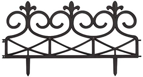 Garden Mile 4pc Decorative Garden Edging Plastic Scroll Fence Panels Flower Border Pathway Ornate Stake Fencing Panels Edging for Garden Flower Beds, Patio & Pavement Edge 40x60cm