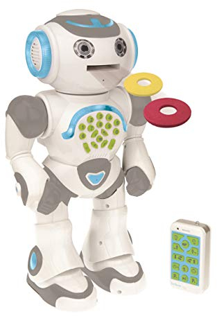 Lexibook Powerman Max, Fernbedienung Gehen Sprechender Spielzeugroboter, STEM Programmierbare, Tänze, Singen, Erzählen von 10.000 Geschichten, Lernquiz, Schießende Discs, Sprachwiederholung, ROB80DE