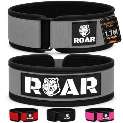 Roar® Cintura Palestra Uomo, Cintura Powerlifting, Cintura Bodybuilding, Cintura Pesi, Cintura Sollevamento Pesi,Cintura da Palestra,Cinta Powerlifting, Cintura per Pesi, Fitness Belt (Grigio, XS)