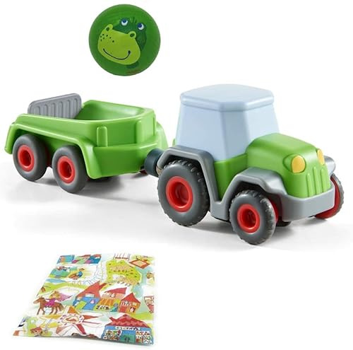 KiLaLa Haba Kullerbü Traktor mit Anhänger und Holzkugel Frosch Fabian Geschenkset