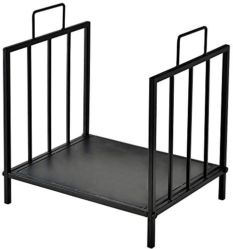 Outsunny Estante de Leña para Chimenea Tradicional Leñero Interior y Exterior Almacenaje para Madera Soporte para Leña con Asas Diseño Elevado 44,5x33x46,5 cm Negro