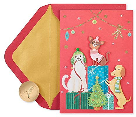 Papyrus hund julkort förpackade med kuvert, 'Tis the season (8-Count)