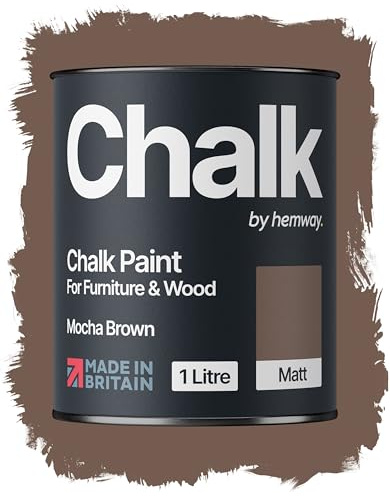 Hemway Chalk Paint Mocha Brown 1L, Matt Finish Shabby Chic | Furniture Paint, Chalk Furniture & Walls, Quick Dry & 1 Coat