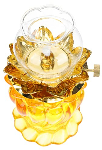 Verstellbare Butterlampe Aus Kristallglas Lotusöllampe Buddha-licht Für Heimdekoration Meditation Zufälliger Stil