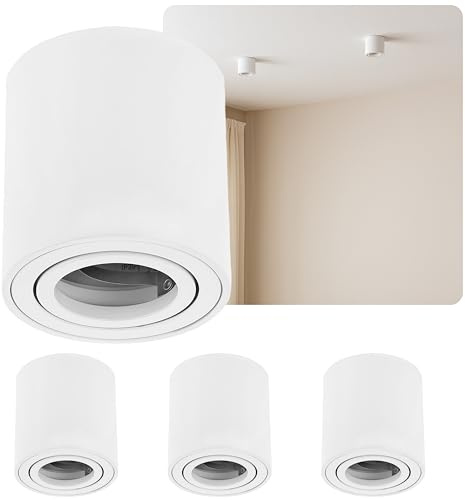 Sweet Led 4er Set Aufbauspot GU10 schwenkbar rund weiß matt - Aufbaustrahler aus Aluminium 230V - Deckenspot für Decke Innenräume - Aufputz Spot ohne Leuchtmittel