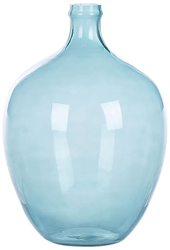 Runde Blumenvase aus gefärbtem Glas handgefertigt hellblau 39 cm Roti