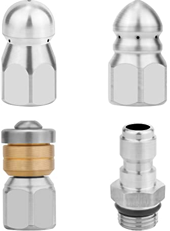 SAVITA 3pcs Sewer Jetter Nozzle, Stainless Steel Sewer Jetting Nozzles for Pressure Washer Drain Jetting Hose Nozzle Tip Kit with NPT 1/4 Inch Quick Connect Interface, Pressure up to 5000 PSI