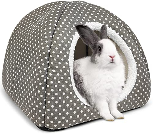 Dyrdekly Kaninchenhöhle Großes Meerschweinchenbett Waschbares Haus und Versteck Fleece Versteckhütte für Indoor-Hasen Kleintierkäfig Zubehör