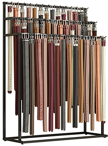 SLVUAFRN Floor Mounted Belt Hanger, Metal Men Closet Display Stand, Ties Scarf Rack Shawls Purse Shelf for Clothing Retail(Color : Black, Size : 100X40X150CM)