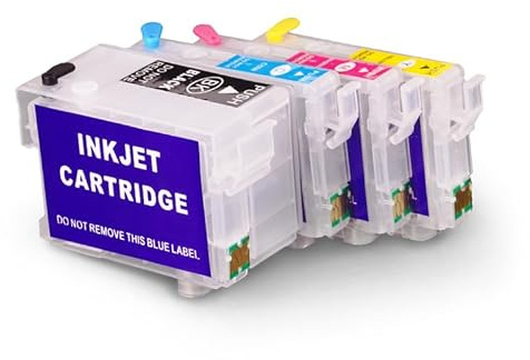 Inkpro - 4 nachfüllbare Tintenpatronen mit Auto-Reset-Chips kompatibel mit Epson T27 XL Black, Cyan, Magenta, Yellow für Workforce WF-3620, 3640, 7110, 7210, 7610, 7615, 7620, 7710, 7715, 7720