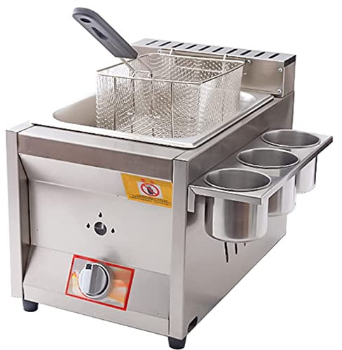CGLYYDS Friggitrice a Gas Professionale,10L/20L Friggitrice a Gas Acciaio Inox,con cestelli per friggere in Acciaio Inossidabile e Serbatoio di condimento,Facile da Pulire,A