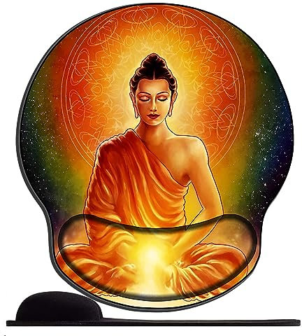 Tapis de Souris Ergonomique - Tapis de Souris Gamer avec Repose Poignet en Gel, avec Repose-Poignet Gaming Mouse Pad pour Ordinateur et Ordinateur Portable Bouddha Religieux Bodhisattva Zen 122