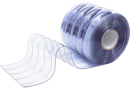 Moukeren Kunststoff-Türvorhang für den Winter, wärmeisoliert, Garagentorstreifen, glatt, wasserdicht, transparent, PVC-Streifenvorhang für Lager, Gefrierschrank, Garage, 0,2 cm dick (gestreift)