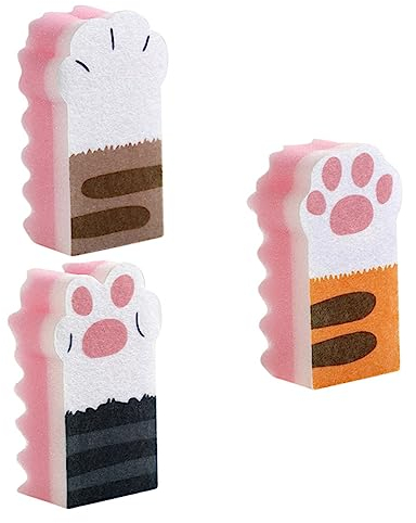 Mobestech 3pezzi Spugne Per Piatti Forma Gatto Spugne Da Cucina Spesse Per Pulizia Sicuro e Asciugatura Veloce Per Lavare Piatti e Superfici