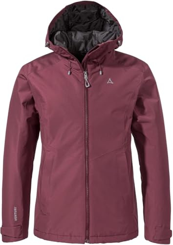 Schöffel Damen Ins Jacket Style Wildkar WMS, wetterfeste, wärmende Outdoorjacke mit 2-Wege-Stretch, atmungsaktiver, wasserdichter Anorak mit verstellbarer Kapuze, acai, 36