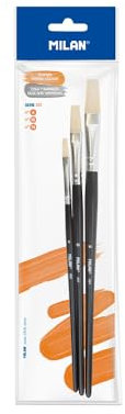 MILAN® Borsa 3 Pennelli Piatti Serie 501# 6, 10 e 14