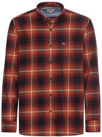 camel active Herren Langarmhemd mit Karomuster Blau Grau, Menswear-L