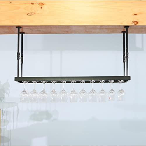 TMKDNNKG Weinglasregal, Decken-Weinglashalter, Regal, hängendes Champagnerglasregal aus Metall für Bar, Küche, Weinaufbewahrung, Ausstellungsständer (Größe: 100 x 30 cm)