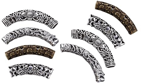 HONMEET 8 Stück Vintage Haarröhrchen aus Legierung Stylische Dekorative Dreadlocks Flechtperlen Einfach zu Handhabendes Haaraccessoire für Damen und Herren Festival und Party