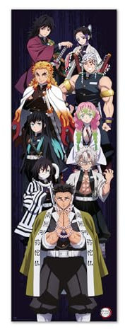 Grupo Erik Poster Türposter Demon Slayer Kunstdruck - Deko Wohnzimmer oder Deko Schlafzimmer - Deko Zimmer - Größe : 53 x 158 cm - Offizieller Demon Slayer Merch Kimetsu no Yaiba