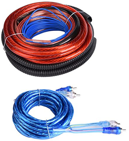 Audio de Alta Densidad Audio Subwoofer Amplificador Kit de Alambre de Alambre 4 Calibre 2800W Cable de Instalación de Altavoces con Fusible para Rendimiento de Sonido Mejorado