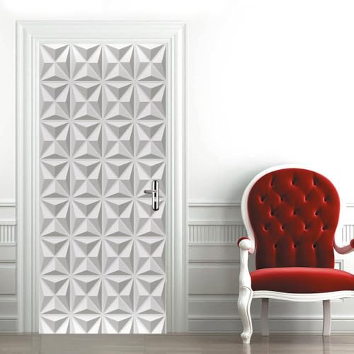 PVC Wasserdicht Türposter Türfolie 77x200cm 3d-Reliefdesign Selbstklebend Türaufkleber Weiß Türdekoration TürTapete Für Schlafzimmer Wohnzimmer Badezimmer