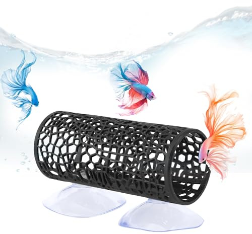 BOXOB Betta Tunnel with Suction Cup, Betta Fish Toys Safe Aquarium Hideout Cave Hide Tube for Small Fish and Shrimp Tank Hammock Accessories & Decorations
