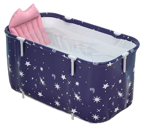 Baignoire pliante, rectangulaire, portable, gain de place, rangement facile, légère, installation rapide, compacte, confortable, polyvalente, pour, maison, extérieur, 18 x 55 x 50 cm, bleu