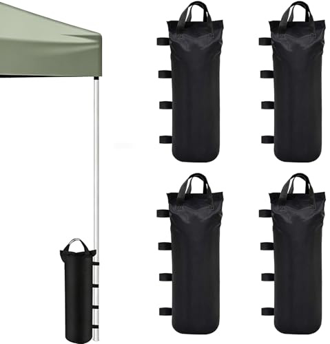 Lot de 4 sacs de sable pour tonnelle, 50 x 20 cm, avec sacs de sable pour lester, épaissir, sac de sable, lestage pour tente, tonnelle, sac de sable en tissu Oxford 800D