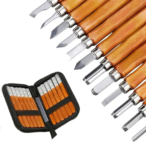 Woodworking Tool Set, 12PCS Woodworking Whittling Kit for Beginners (12)
