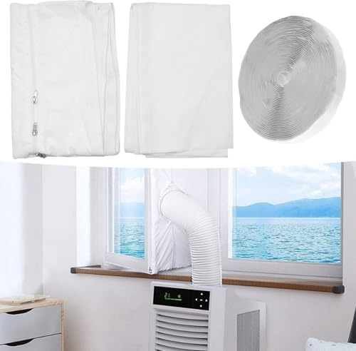 Hoypeyfiy Fensterabdichtung, Praktisches Klimatisierungszubehör für Tragbare Klimageräte und Rollfenster, 230cm x 2