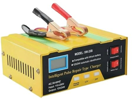 12V/24V Car Battery Charger with LCD Display Automatic Smart Fast & Trickle Charger Vehicle, Motorcycle, Van, HGV & Lorry Battery Maintainer & Desulfator