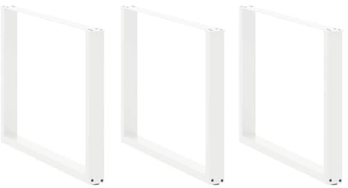 QUAHEAS Lot de 3 pieds de table à manger en forme de U - Blanc - 100 x (72-73) cm - Acier revêtu par pulvérisation - Pieds réglables - Cadre de table