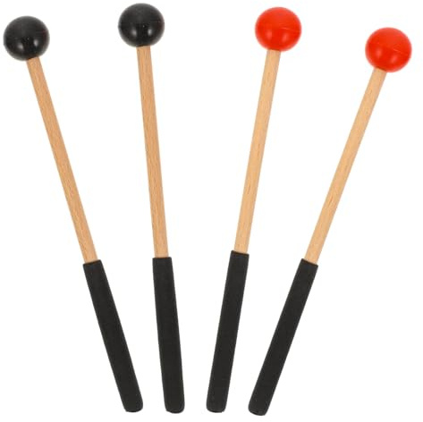 SUPVOX 2 Pares de Baquetas de Madera y Goma para Marimba de Lengüeta y Seguras sin Rebabas para Instrumentos Musicales de Percusión