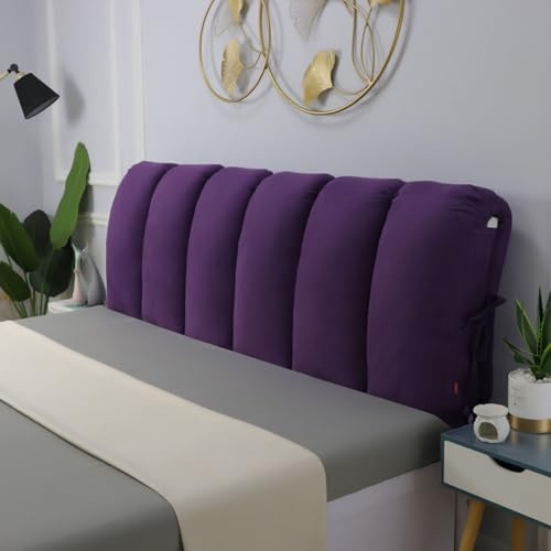Fodera imbottita per testiera letto in metallo, cuscino per letto matrimoniale con supporto per la schiena, elegante design viola, 190 x 50 cm, perfetta protezione e decorazione per testiera