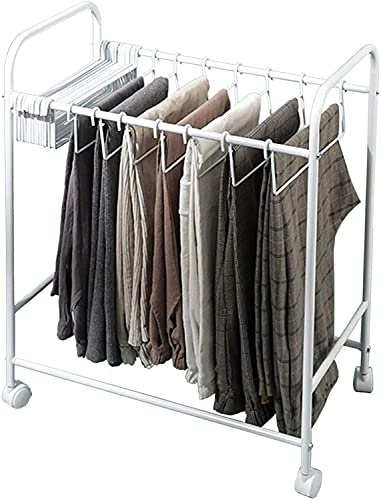 Carrello Porta Pantaloni con Ruote di Grande capacità, Carrello Guardaroba da 34,5 cm, Adatto a Piccoli spazi, può Contenere Abiti, Jeans e Vestiti - Bianco, 59,5x34,5x28 cm, Perfetto per RI