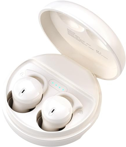 Hulaed Invisible Sleep Headphones,Sleep Earbuds for Side Sleepers,Small Sleeping Earphones Comfortable Noise Blocking, Bluetooth 5.3 Wireless Headphones for Sleeping - White