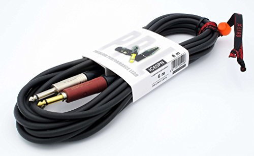 X-LEAD IC65PN060BK série PLATINUM, câble pour instruments professionnels de haute qualité pour guitare/basse/claviers – Jack/Jack - connecteurs Neutrik - (6 m, noir) - MADE IN ITALY By INCO