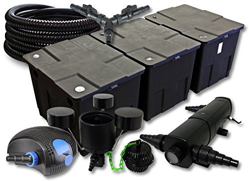 SunSun filtro para 90000l Estanque con 18W clarificador 100W ECO Bomba 25m Manguera Skimmer