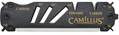 CAMILLUS GLIDE Compact Durable Easy-to-Use V-Notch Ceramic Carbide Multi-Angle Multitool Sharpener for Knives, Axes, Shears & Hooks