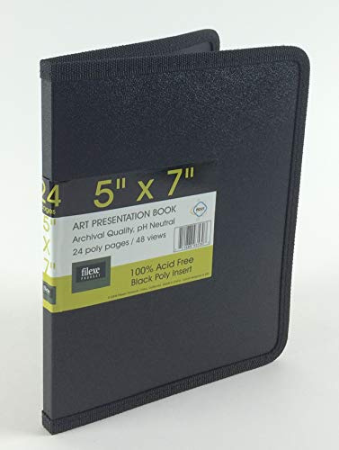 Filexec Products Art Presentation Book, 5x7, 24Page/48 Views, Pack of 2 (50489-93530), Black
