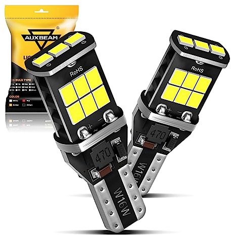 Auxbeam T15 Led Light Bulb 921 LED Bulb W16W 2400LM HID White for Backup Reverse Lights (Pack of 2) Upgrade