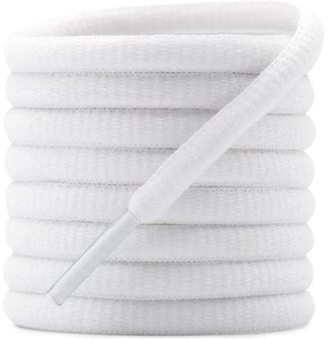 DELELE 2Pair Oval Shoes laces 42 Colors Half Round 1/4 Athletic ShoeLaces for Sport/Running Shoes Shoe Strings White -45 inch