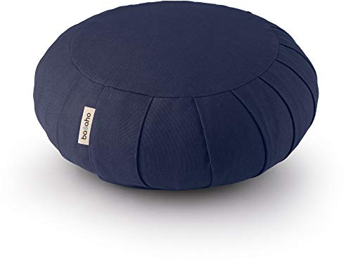 basaho CLASSIC Zafu Meditation Cushion | Organic Cotton | Buckwheat Hulls | Removable Washable Cover (Midnight Blue)