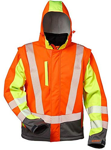 Warnschutz Softshelljacke Elysee *ATANAS* orange/gelb-grau Gr. XL